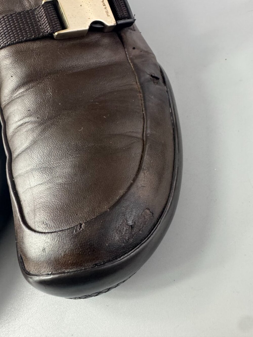 Authentic Prada Chocolate Brown Leather Classic Loafers - Picture 7 of 16